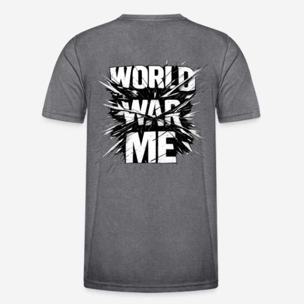 WORLD WAR ME Regular T-Shirt in grau mit Rückendruck